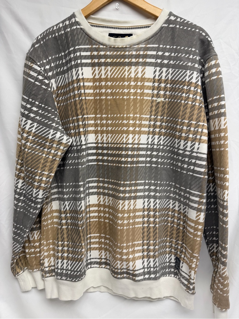 Tiziano Premium Menswear Sweater Mens XL Geometric Plaid Graphic Streetwear